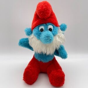 Vintage 1981 Papa Smurf Stuffed animal plush soft toy doll Peyo Wallace Berrie